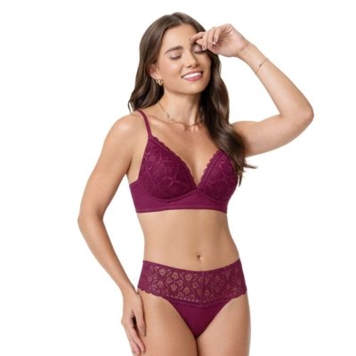 Sutiã Triângulo com Renda Marsala Zee Rucci