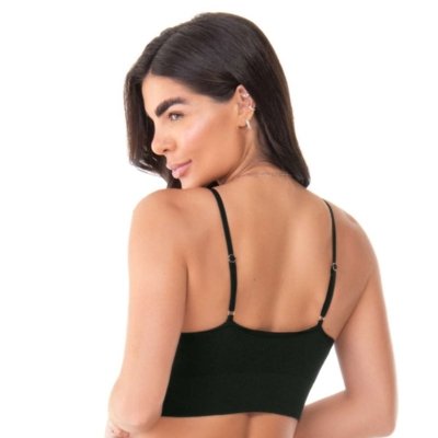 Top Jacquard Com Bojo Removível Preto