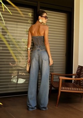 Calca Jeans Wide Alísio - Azul