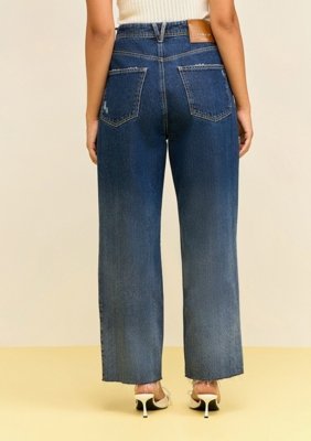 Calça Zinco Reta Alta Azul