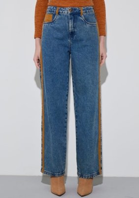 Calça Zinco Reta Alta Azul
