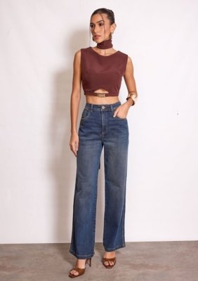 Calça Zinco Wide Alta - Azul