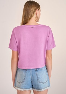 T-Shirt Zinco Decote Redondo Cropped Roxo