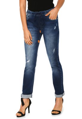 Calça Jeans Zoomp Slim Amarração Azul Menor preço em Calça Jeans Zoomp Slim Amarração Azul