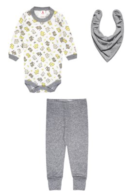 Kit 3pçs Body Culote Zupt Baby com Babador Cat Mescla Menor preço em Kit 3pçs Body Culote Zupt Baby com Babador Cat Mescla