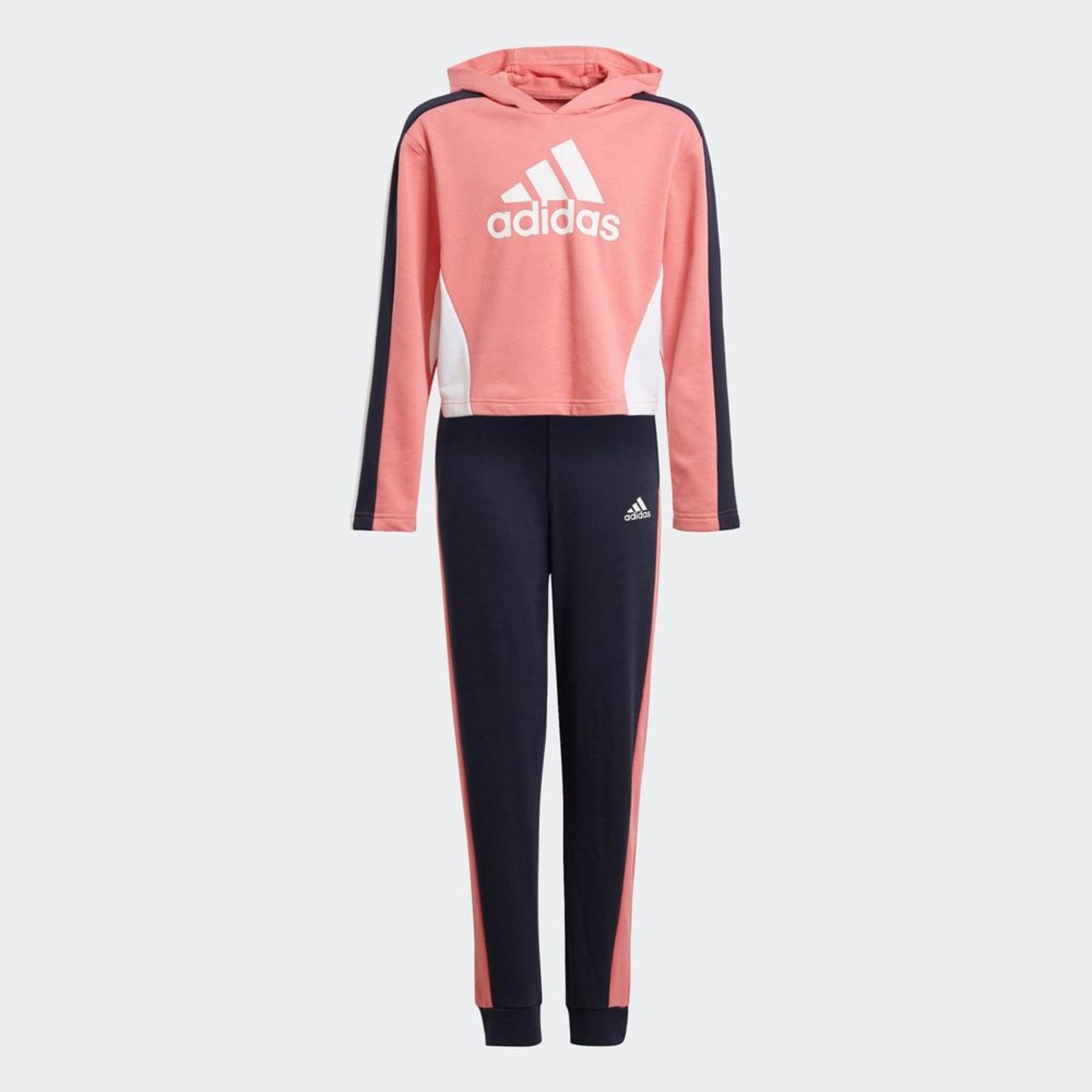 Conjunto Agasalho Adidas Essentials 3-Stripes Feminino Rosa / Rosê