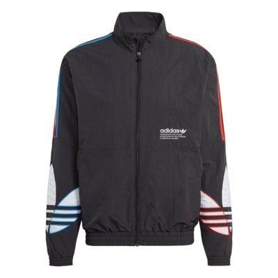 jaqueta corta vento masculina branca tricolor adidas