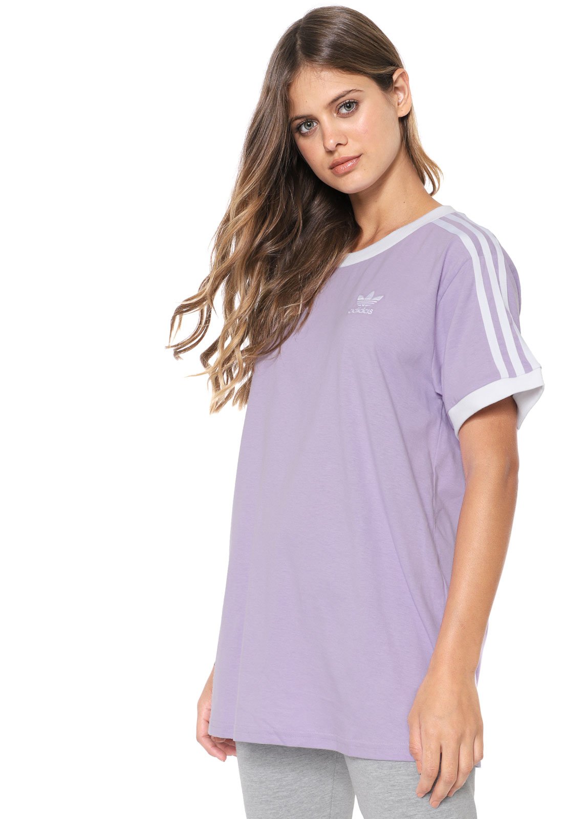 Camiseta Adidas Essentials 3-Stripes Feminina Lilas