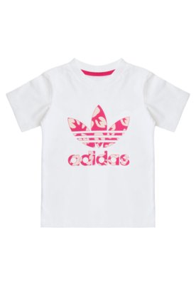 Camiseta Infantil Adidas Trefoil Infantil Branca E Rosa