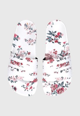 Chinelo Slide Adidas Originals Adilette Branco/Rosa Menor preço em Chinelo Slide Adidas Originals Adilette Branco/Rosa