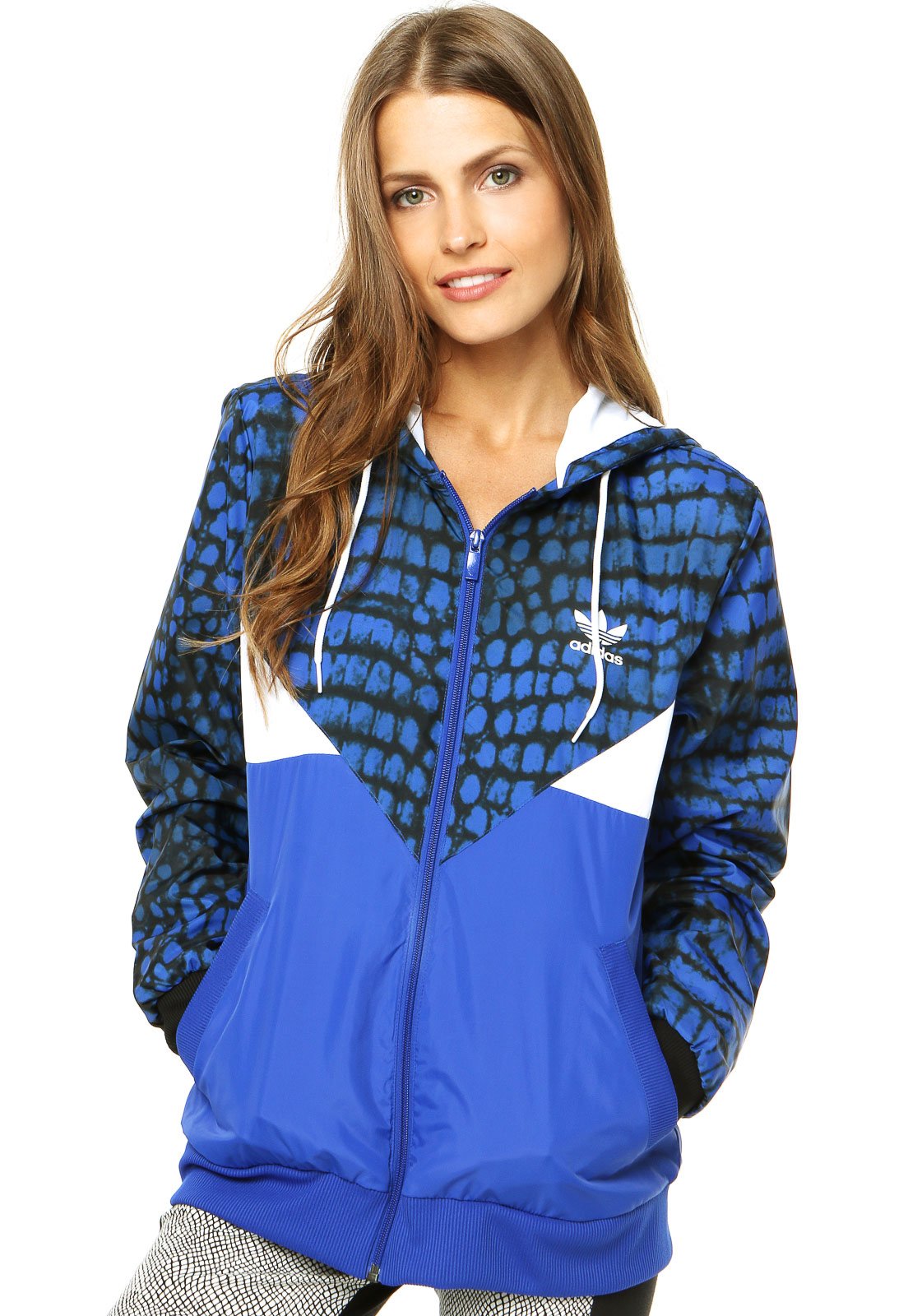 jaqueta adidas azul feminina