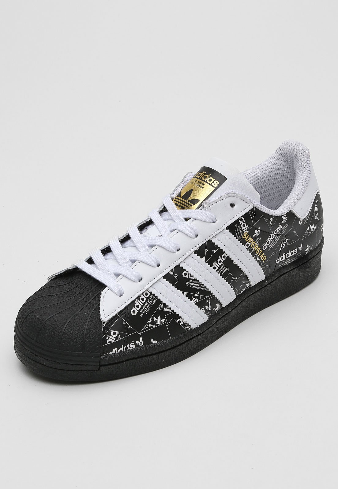 tenis adidas superstar feminino branco e preto