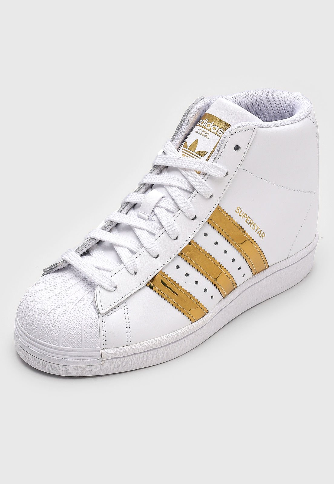 adidas Originals Tênis masculino Super Star, Branco/dourado metálico/goma,  4.5 : : Moda
