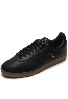 Tênis Couro adidas Originals Gazelle Preto Menor preço em Tênis Couro adidas Originals Gazelle Preto