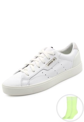 Tenis adidas feminino shops couro branco