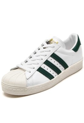 Adidas superstar branco com fashion verde