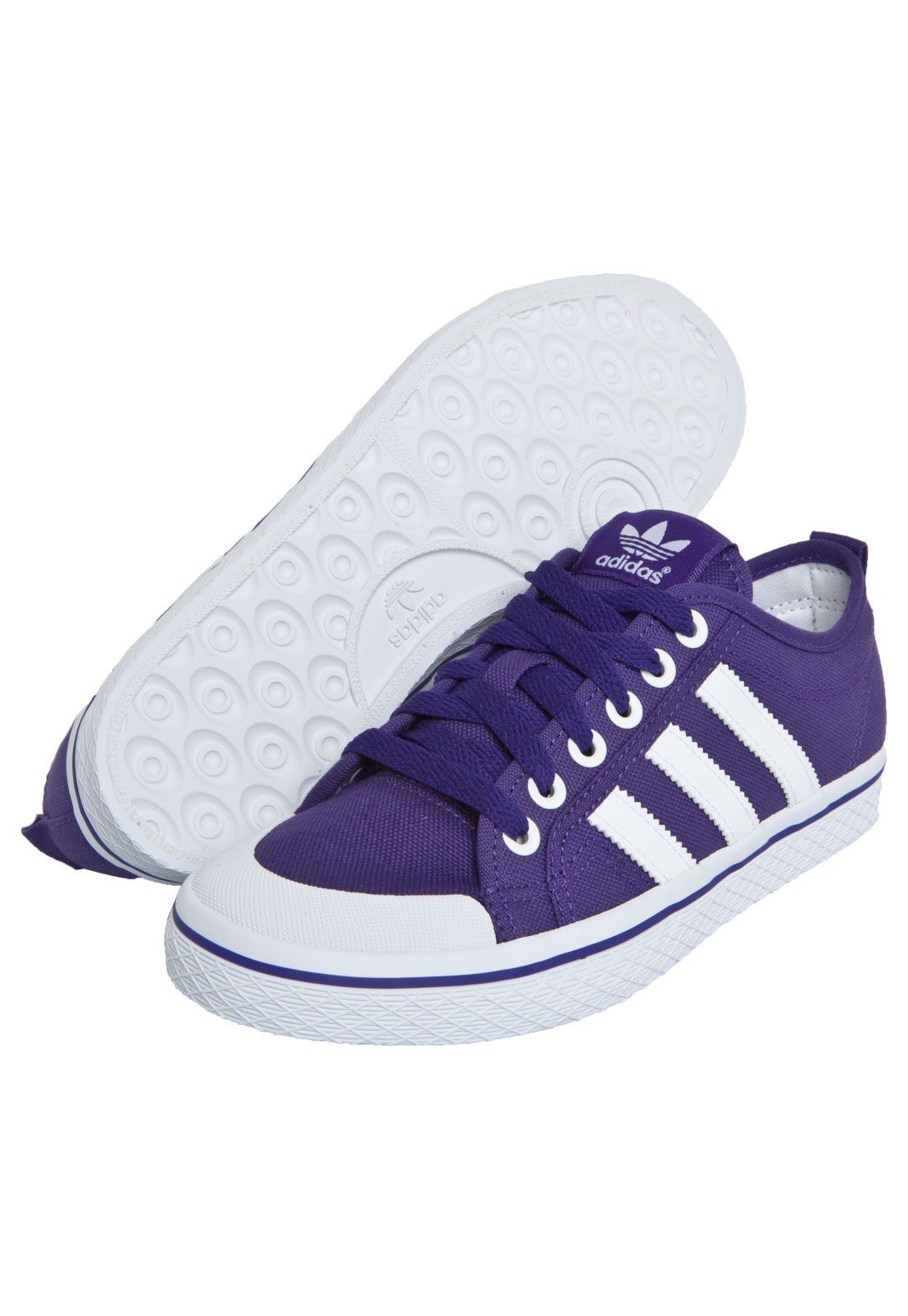 Tenis adidas store branco com roxo