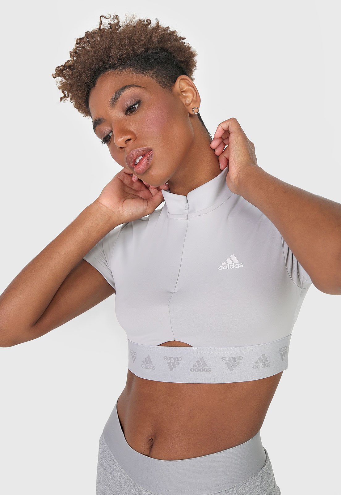 Camiseta Cropped adidas Performance Isc Women Cinza - Compre Agora | Brasil