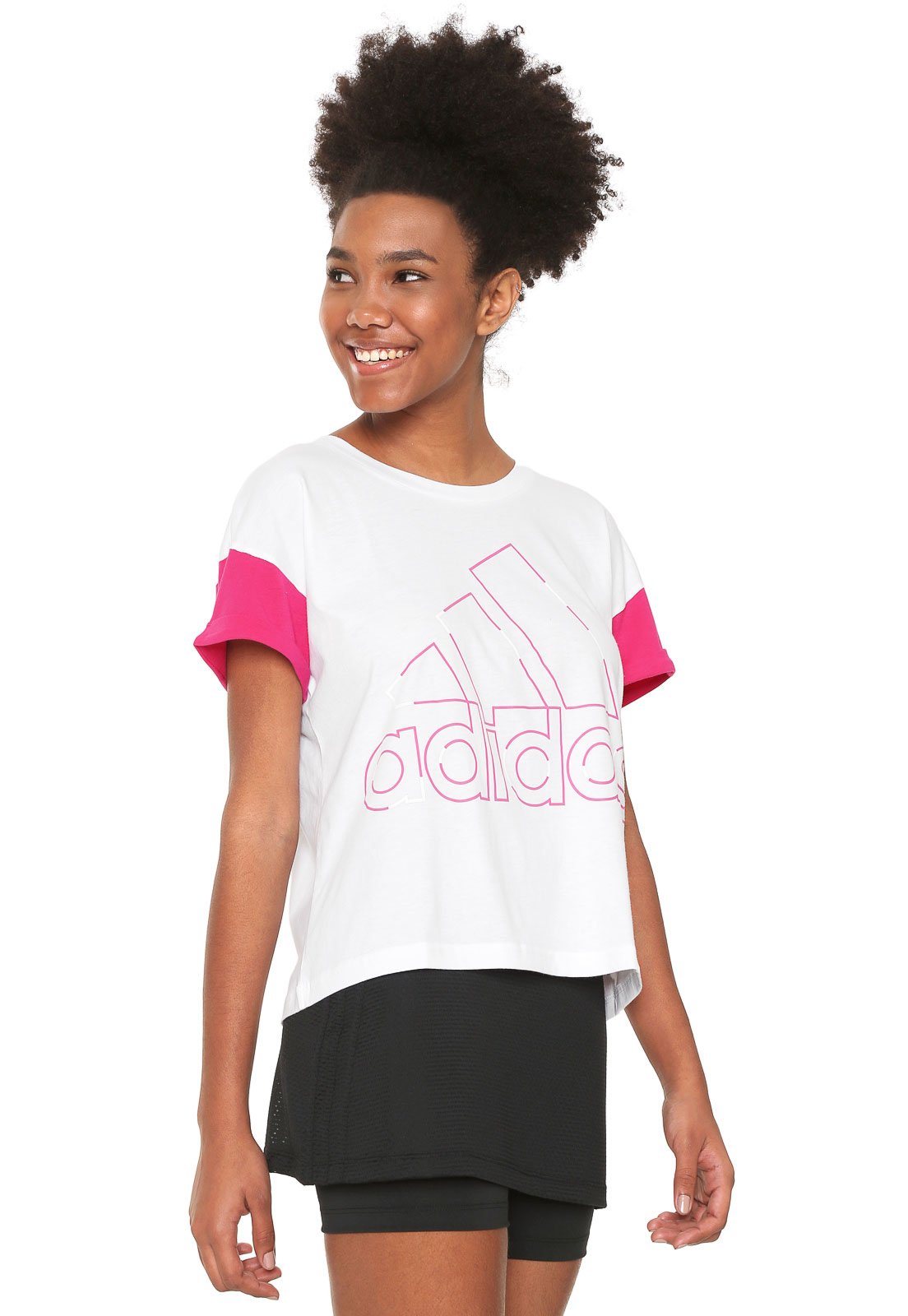 camisa adidas branca e rosa