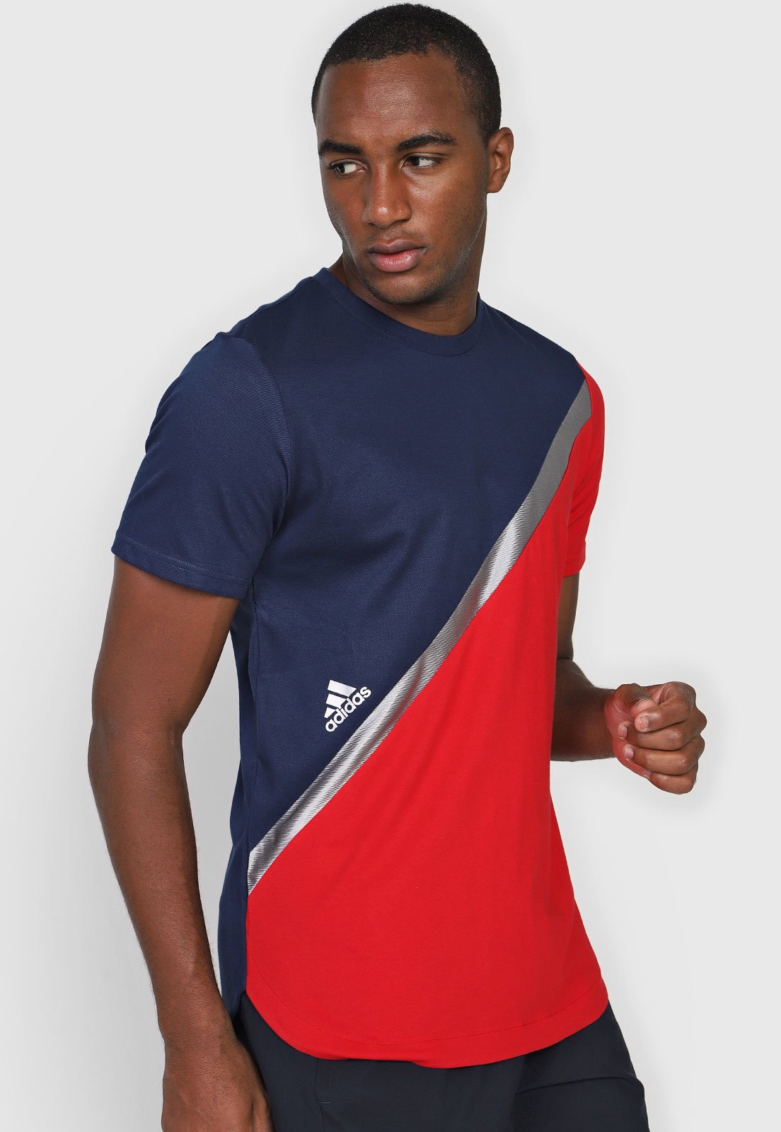 Camiseta adidas Performance Tan Block Azul Marinho Vermelho