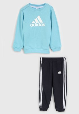 Conjunto 2pçs adidas Performance Longo Infantil Logo Azul/Azul-Marinho Menor preço em Conjunto 2pçs adidas Performance Longo Infantil Logo Azul/Azul-Marinho