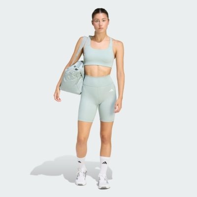 Legging Curta Optimé Essentials Stash Pocket 7-Inch adidas Performance Verde