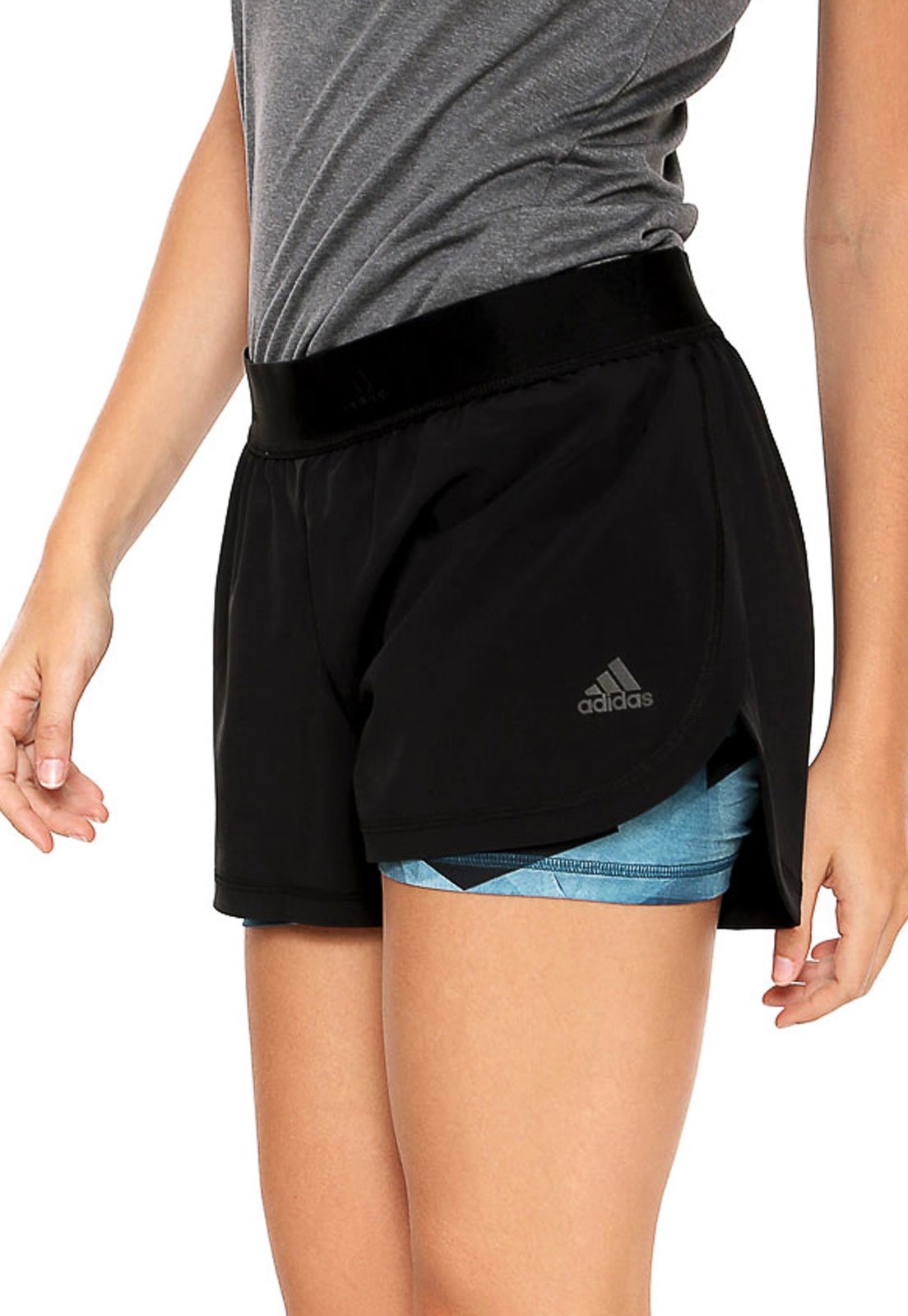 short adidas 2 em 1 feminino