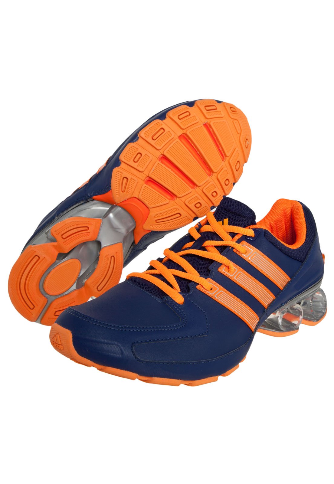 tenis adidas masculino azul e laranja