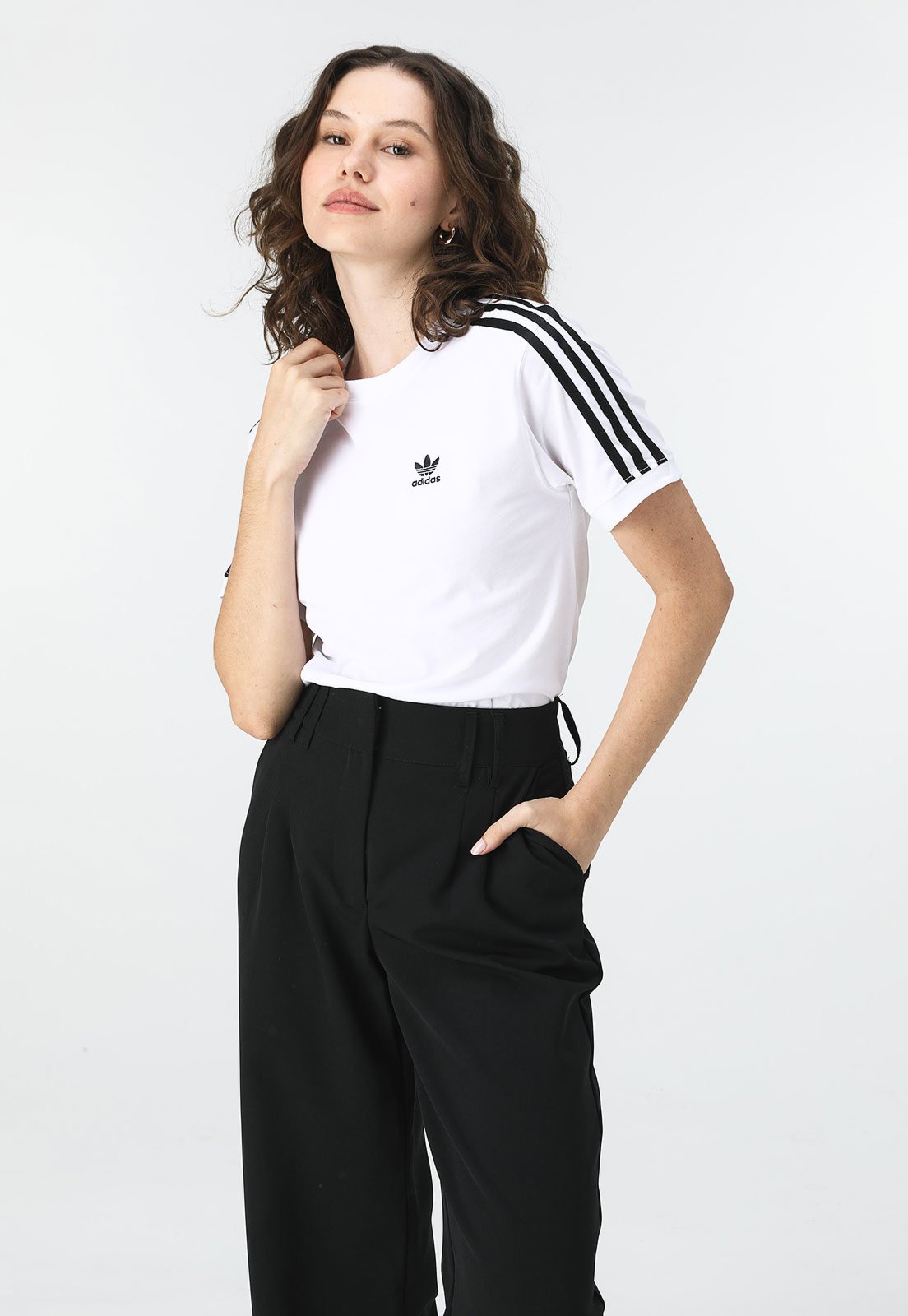 Camiseta adidas Originals 3 Stripes Branca Camiseta adidas Originals 3 Stripes Branca