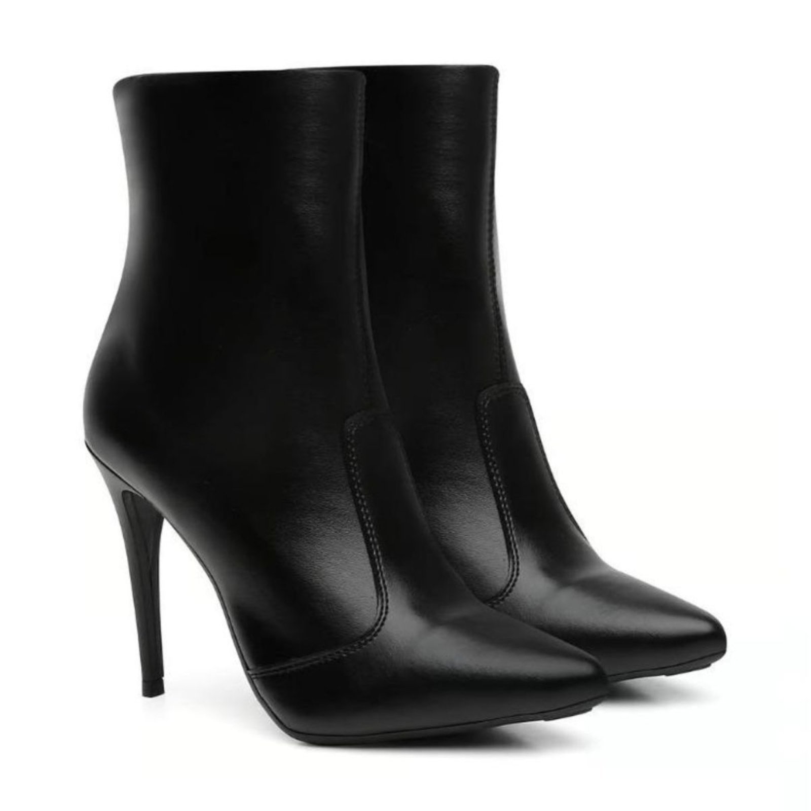 Bota Feminina Bico Fino Anna Andrade Cano Médio Salto Alto Lisa Clássica Tendência Preto Bota Feminina Bico Fino Anna Andrade Cano Médio Salto Alto Lisa Clássica Tendência Preto