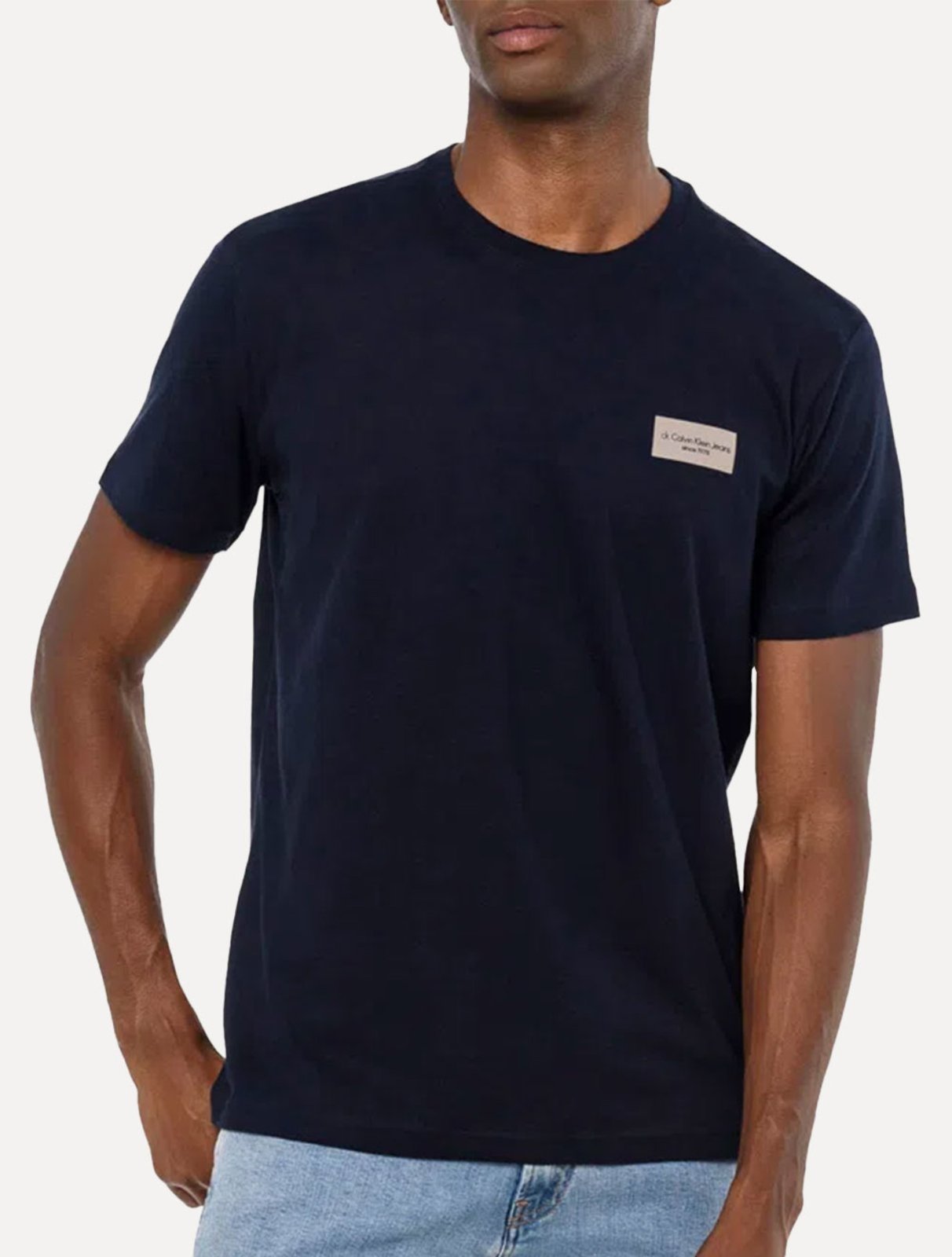 Camiseta Calvin Klein Jeans Masculina Logo Retângulo Since 1978 Azul Marinho