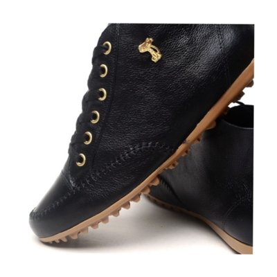 Bota Feminina Rasteira - diRavena - Couro Legítimo cod500 - Preto