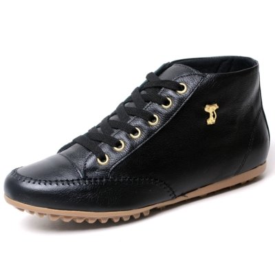 Bota Feminina Rasteira - diRavena - Couro Legítimo cod500 - Preto