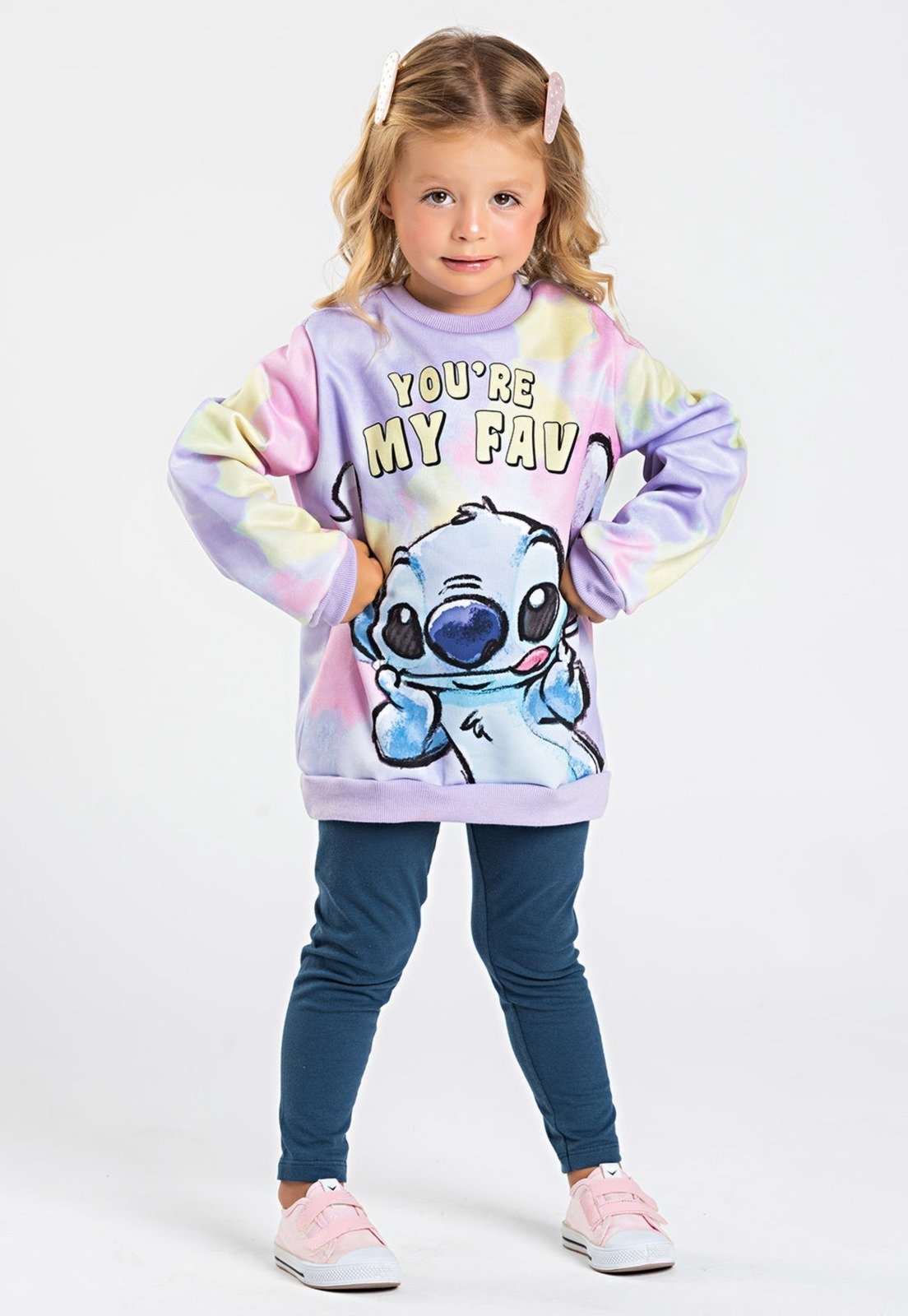 Casaco Infantil Feminino Moletom Lilás Stitch Disney® Casaco Infantil Feminino Moletom Lilás Stitch Disney®