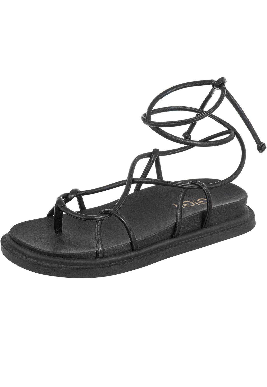 Sandália Flatform GiGiL Papete Amarração Nó Preta Sandália Flatform GiGiL Papete Amarração Nó Preta
