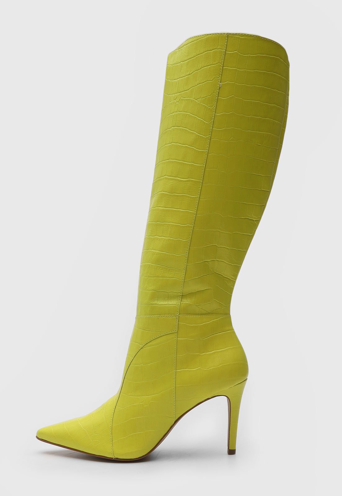 Bota Couro Luiza Barcelos Croco Amarela Bota Couro Luiza Barcelos Croco Amarela