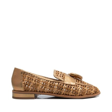 Mocassim Maithe Couro Dourado  Maithe Marrom - Marca Maithe