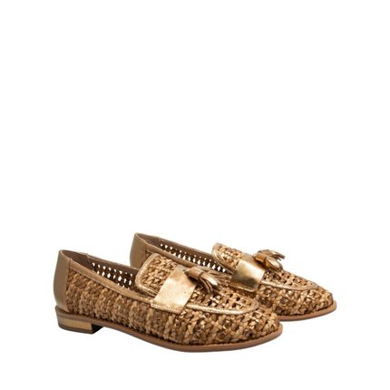 Mocassim Maithe Couro Dourado  Maithe Marrom - Marca Maithe