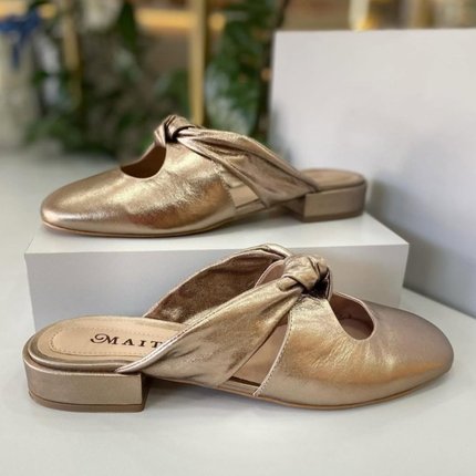 Mule Maithe Couro Rose  Maithe Prata Velho - Marca Maithe