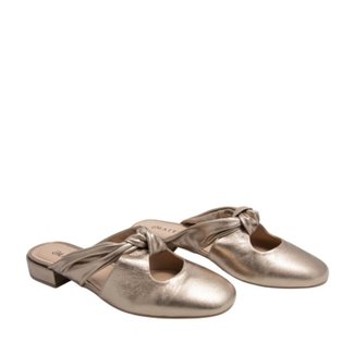 Mule Maithe Couro Rose  Maithe Prata Velho