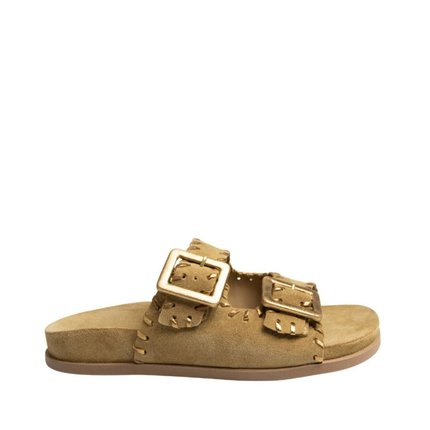 Rasteira Maithe Papete Fivela Dourada  Maithe Bronze - Marca Maithe