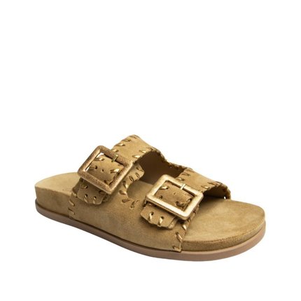 Rasteira Maithe Papete Fivela Dourada  Maithe Bronze - Marca Maithe