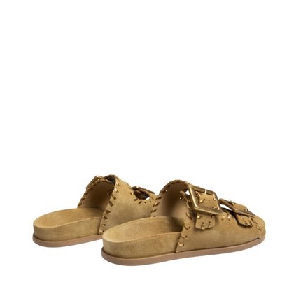 Rasteira Maithe Papete Fivela Dourada  Maithe Bronze - Marca Maithe