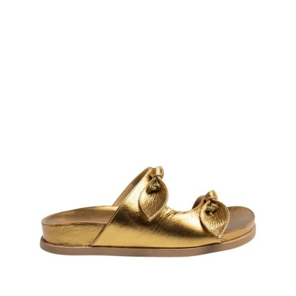Rasteira Papete Maithe Couro Dourado  Maithe Bronze - Marca Maithe
