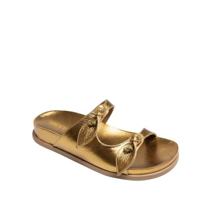 Rasteira Papete Maithe Couro Dourado  Maithe Bronze - Marca Maithe