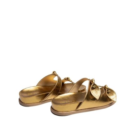 Rasteira Papete Maithe Couro Dourado  Maithe Bronze - Marca Maithe