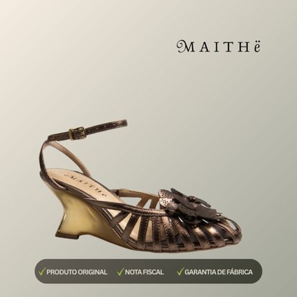 Sandalia Maithe Anabela Média  Maithe Cobre - Marca Maithe