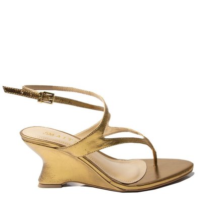 Sandalia Maithe Couro Dourada Anabela  Maithe Bronze - Marca Maithe