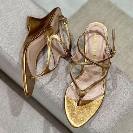 Sandalia Maithe Couro Dourada Anabela  Maithe Bronze - Marca Maithe