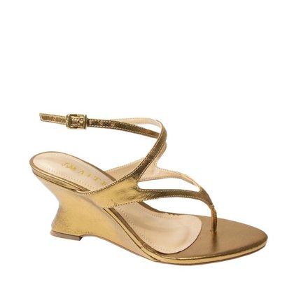 Sandalia Maithe Couro Dourada Anabela  Maithe Bronze - Marca Maithe